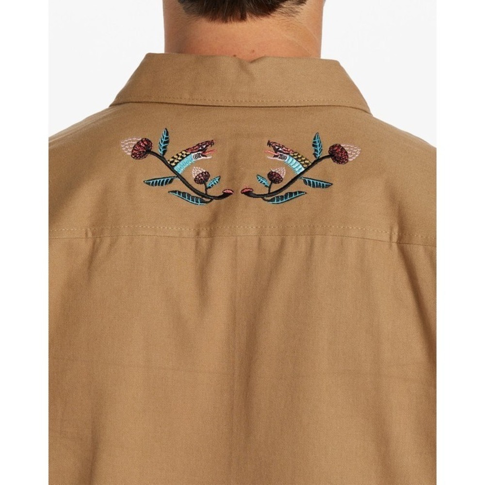 Billabong x Erica Zeledon Shirt Men M Brown Organic Cotton Twill Button Gallery